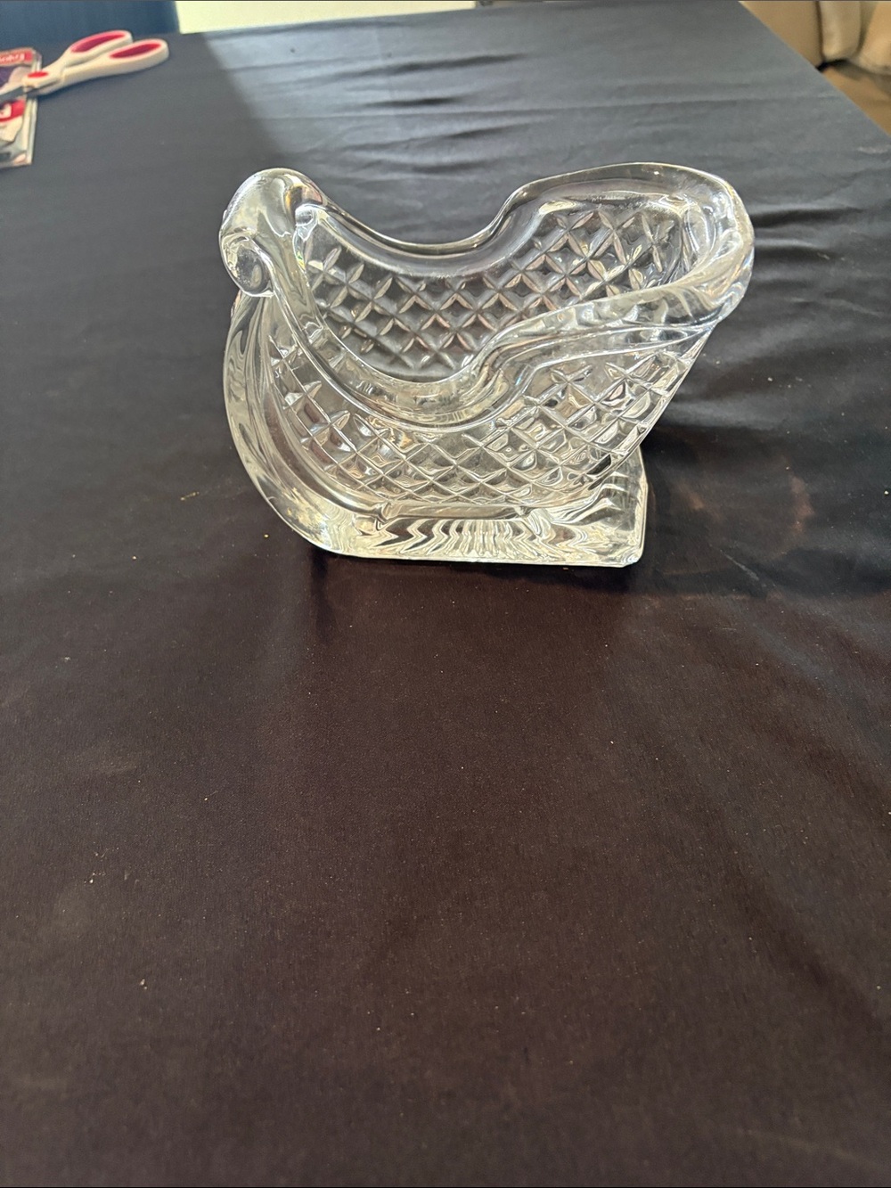 Clear Glass Decorative Sleigh Dish - Home Bath